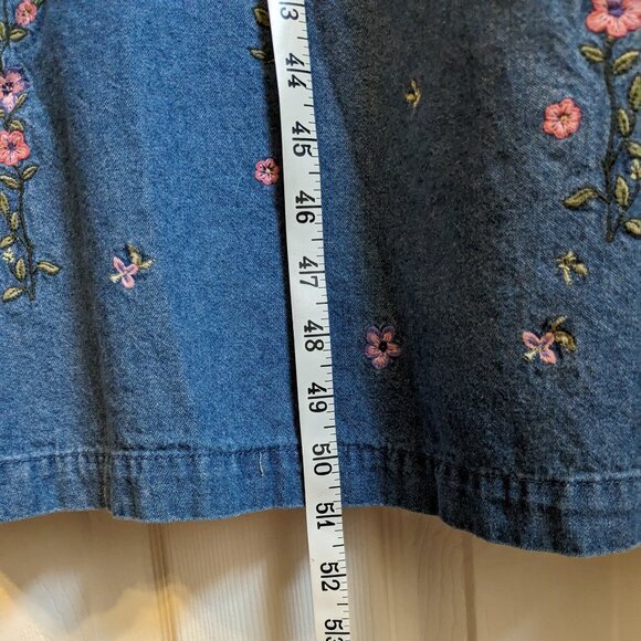 Vintage Northern Reflection Cotton Denim Embroidered Wildflower Midi Dress - Picture 12 of 13